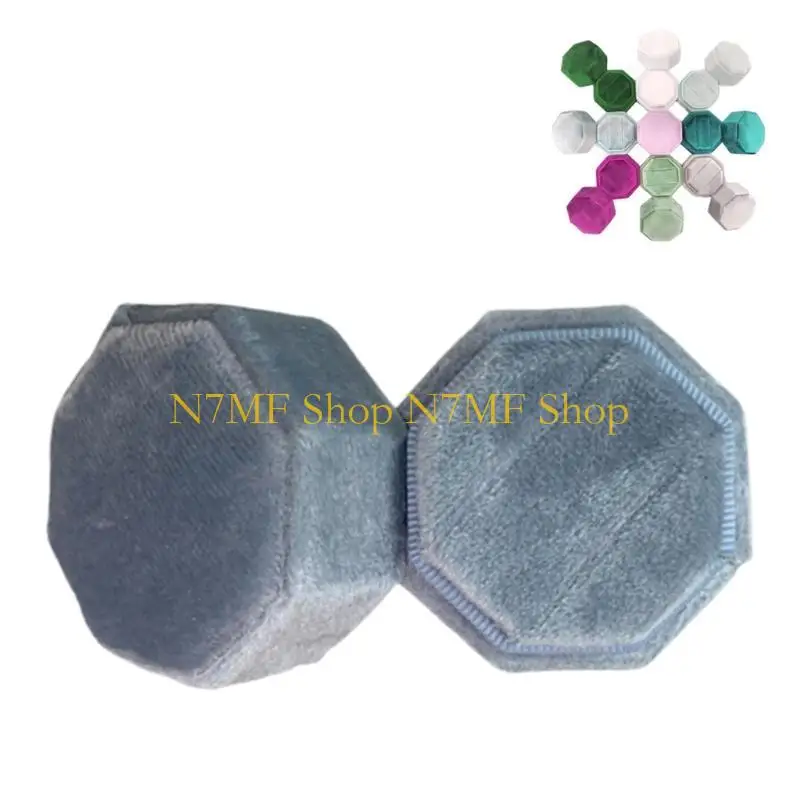 N7MF Premium Doppel-Ring-Geschenkbox, Samt-Schmuck-Ring-Box, Zeremonie, Hochzeit