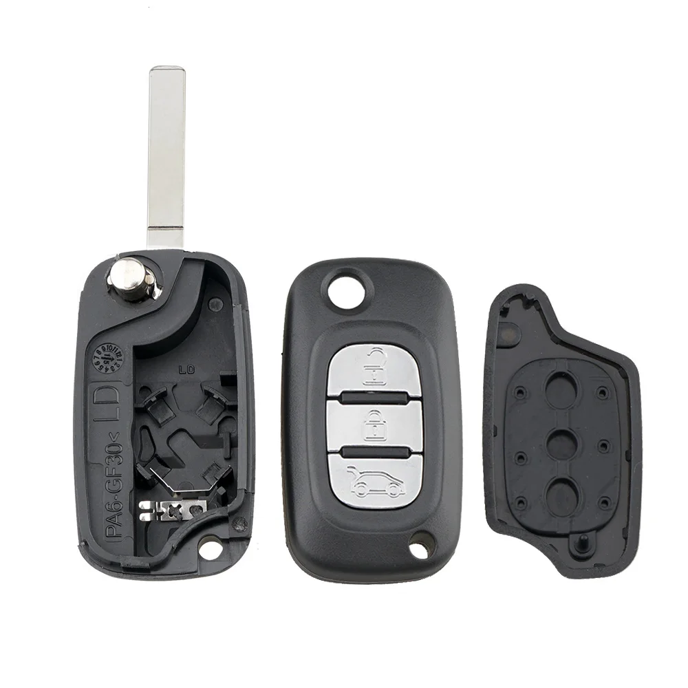 For Renault Fluence Megane Clio Kangoo Master Modus Replacement Case 3 Button With Uncut Blade Car Remote Key Shell Case