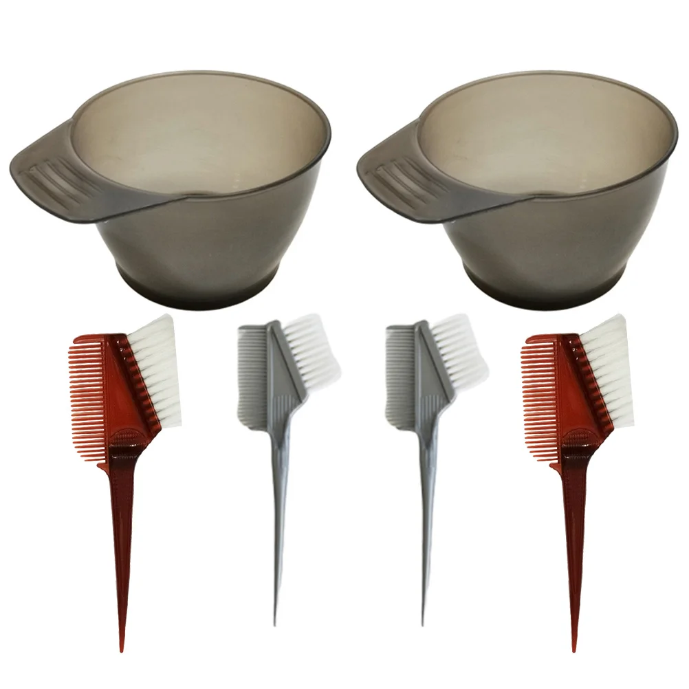 

6 шт. набор мисок для краски для волос, пластиковые миски для смешивания цветов, парикмахерские контейнеры для тонирования для домашнего использования в салоне с расческой для краски для волос без беспорядка