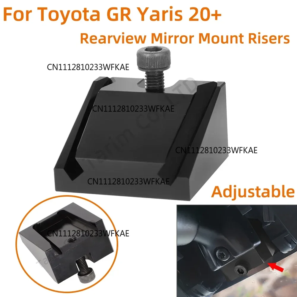 For Toyota GR Yaris 20+ Billet Aluminium Rear View Mirror Riser V2.0 Adjustable Rearview Mirror Mount Risers