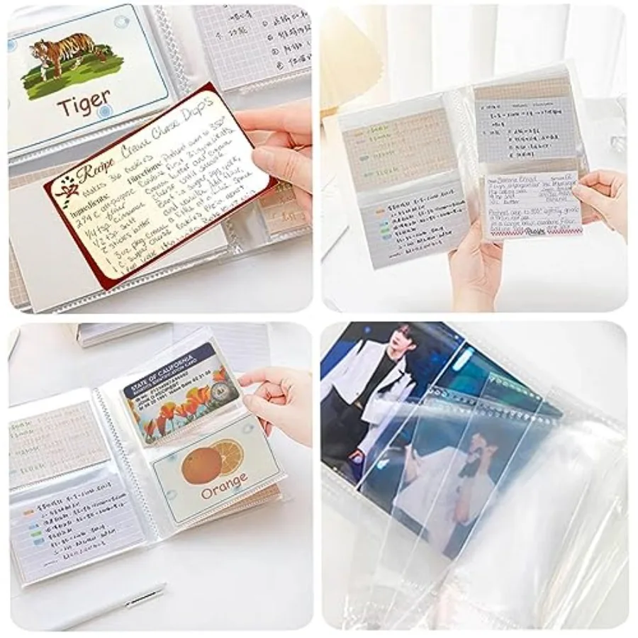 BetterJonny 3x5 Index Card Organizer Index Cards Clear Plastic Holder Organizer Pouches Book Recipe Card Holder Flash Cards Hol