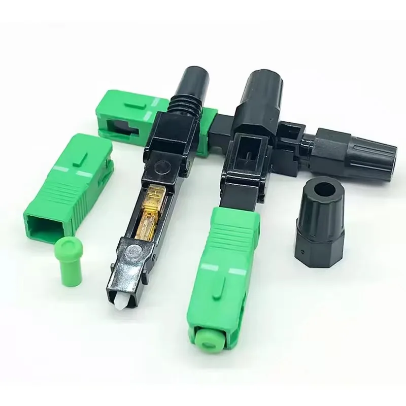 SC UPC APC Pre-polish Rapid Assembly FTTH Optical Fiber Fast Connector Blue Green For Field Optical Cable Termination Operations