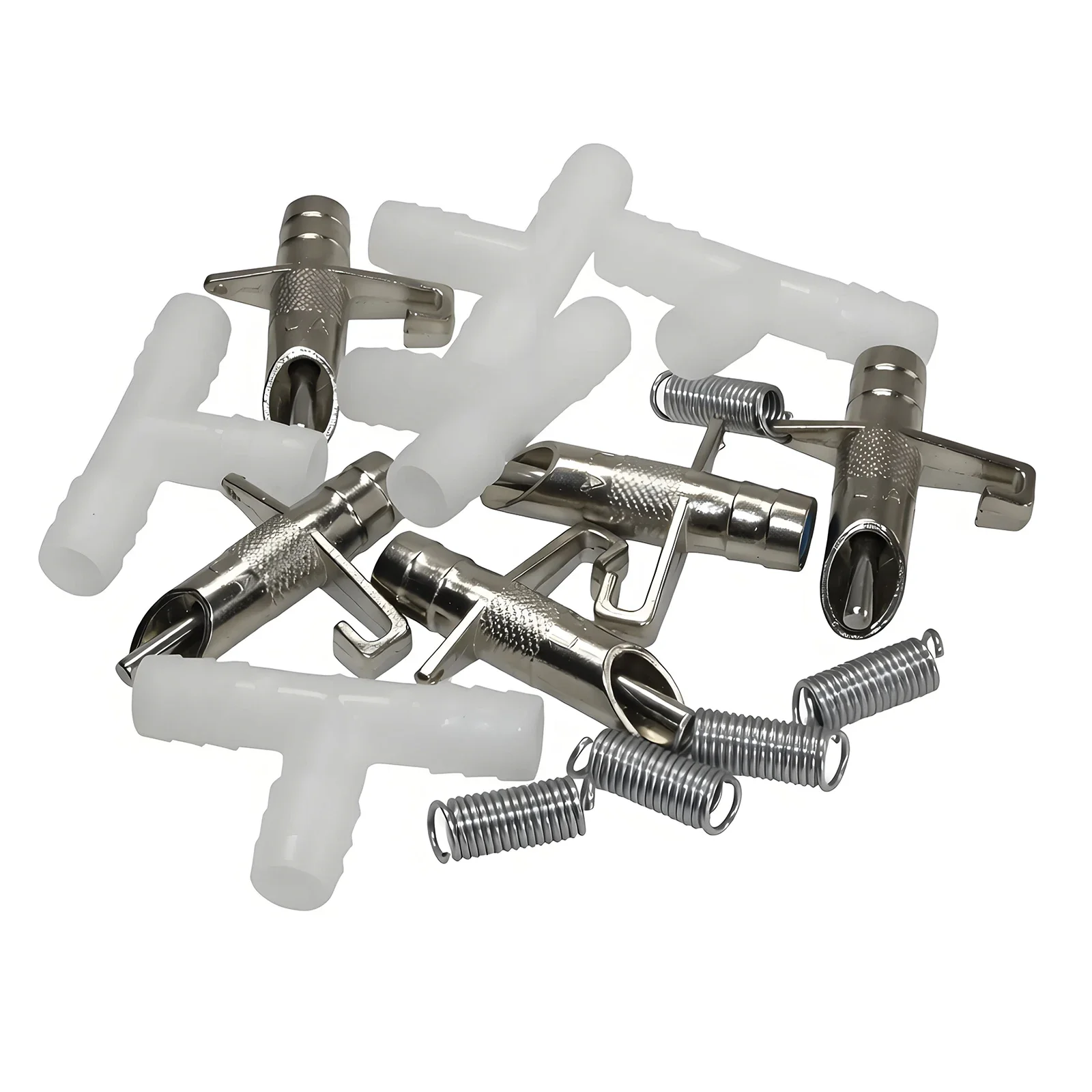 100 Pcs zinc alloy rabbit drinking spout set with Plastic Tube Tee and Metal Spring Rabbit Raising Supplies