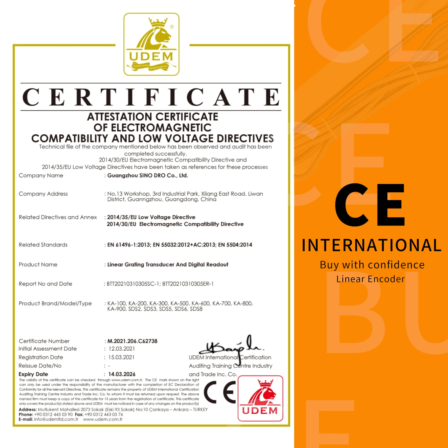 SINO KA35 موازين خطية عالية الدقة 5μm دقة 5 فولت TTL مسطرة بصرية طول السكتة الدماغية 100/200/250/300/400/450/500 مللي متر