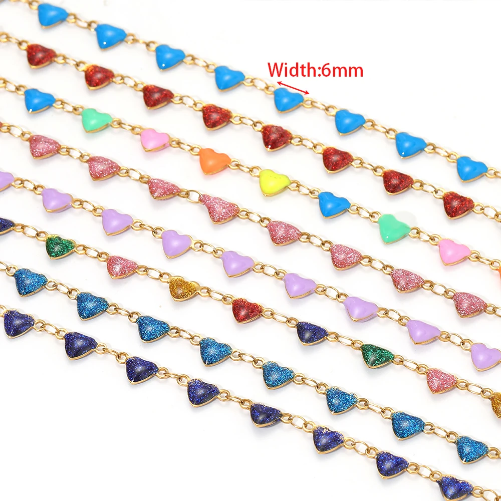 1 متر الفولاذ المقاوم للصدأ بريق المينا القلب سلاسل 6 مللي متر الخرز سلاسل ل بوهيميا صنع المجوهرات أساور يدوية القلائد النتائج