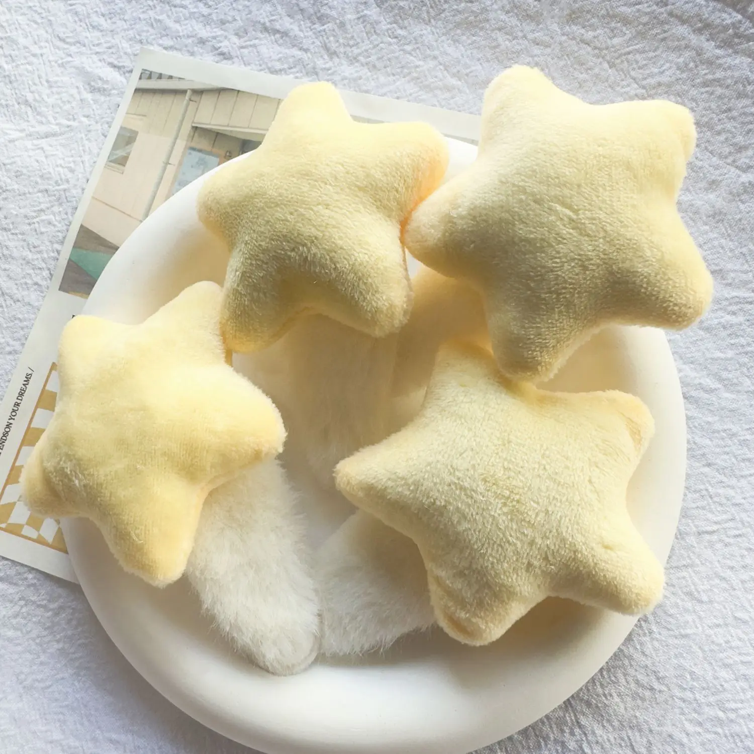 Cute Cream Yellow Plush Star BB Hair Clip Japanese Sweet Bangs Pin Soft Girly Autumn Winter Versatile Daily Hair Accessories