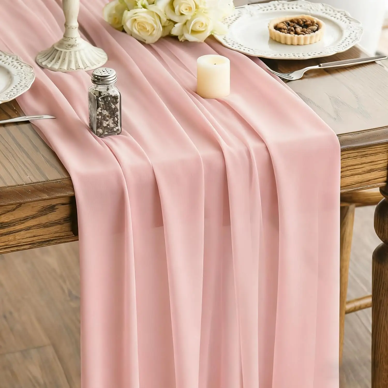 Boho Wedding Table Runner Sheer Chiffon Romantic Table Decor for Birthday Party Bridal Shower Holiday Home Decoration