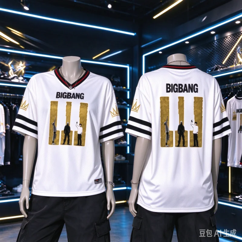 26-27Kpop BIGBANG World Tour 2026-27 Top Women's Short Sleeved Crown Light Bar Printed Concert Fan Custom Clothes Street T-shirt