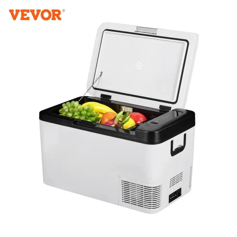 VEVOR Elektrische Kühlbox, 25 L Auto Kühlbox 60 W Elektrische Kompressor Kühlbox, 12/24 V 100-240 V Tragbare Gefrierbox, Camping Kühlbox 585 x 335 x 350 mm mit Digitalem Bedienfeld, Geräuscharm