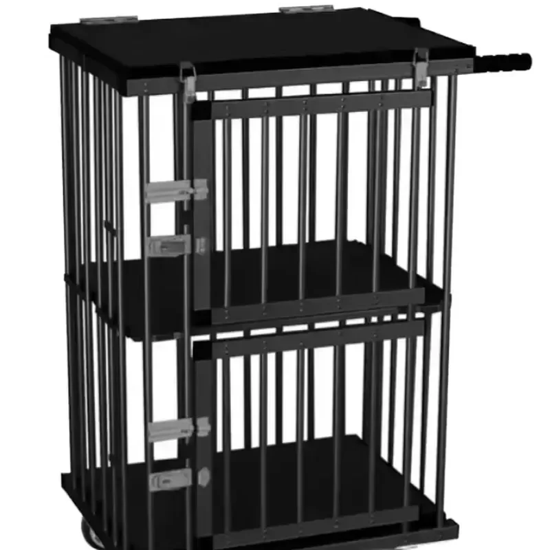 Double Decker Pet Trolley Carrier Customized Color Aluminum Pet Cage Solid Pattern for Dogs Direct From Factory