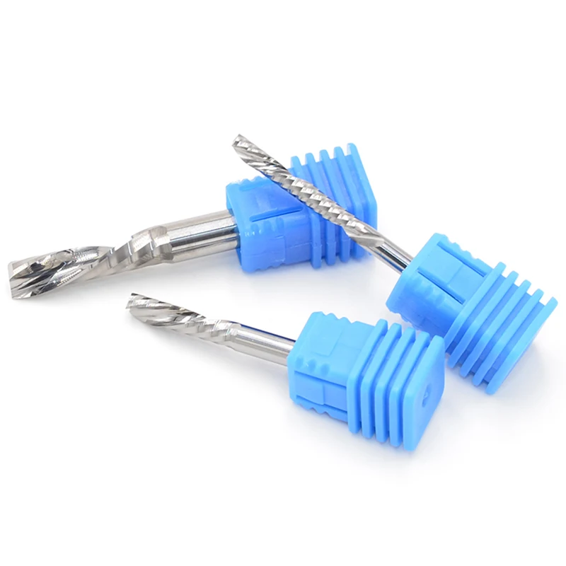 Fresa de extremo helicoidal izquierda, brocas de carburo ranurado para cortar, MDF, PVC, madera, herramientas de tablero de plástico