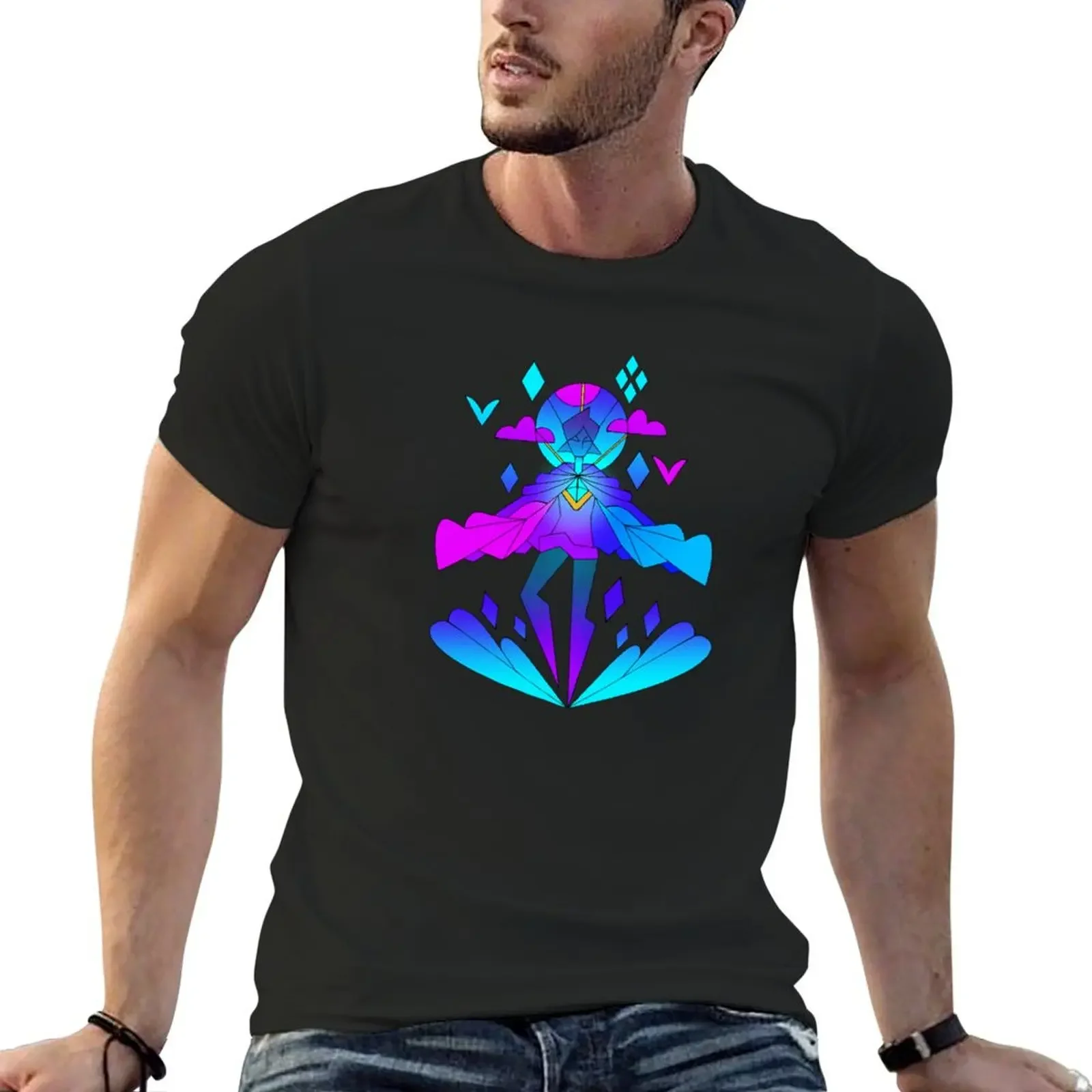 Fi Stained Glass T-Shirt oversizeds cute clothes t shirt men 100℅ cotton