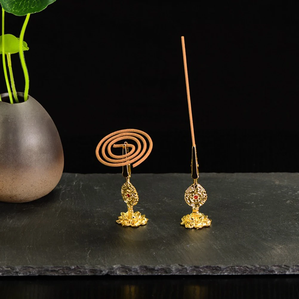 

3 pcs Lotus Base Incense Holder Set Gold Plated Alloy Aroma Burner Clip Rack For Home Meditation Room Decor Gift (Random