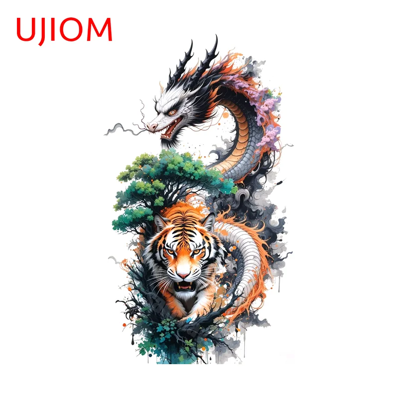 UJIOM Dragon And Tiger Graffiti Wall Sticker Attractive Exclusive Design Occlusion Scratch Vinly Decal Bumper Decoration