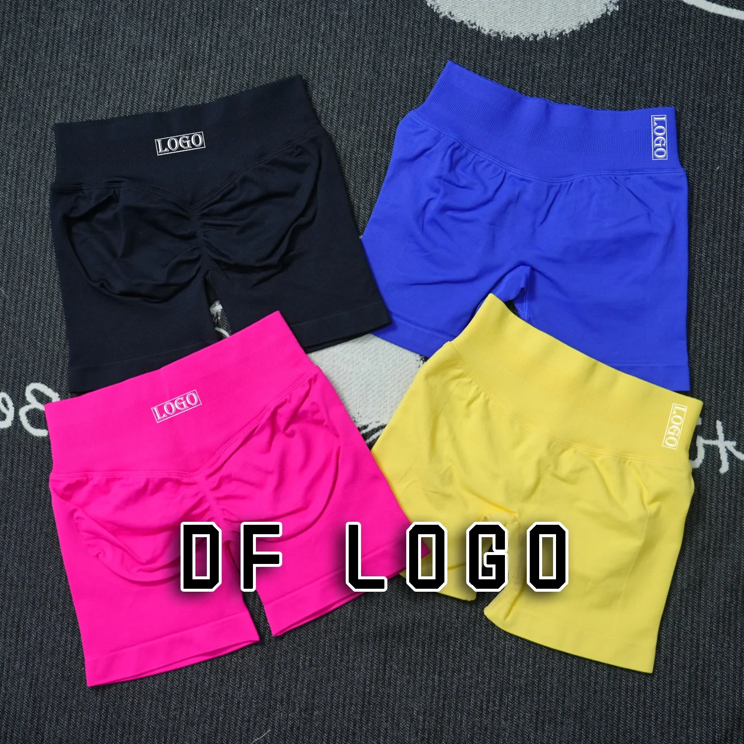 

Dyfne DF Ignite Shorts with Logo 4.5'' Low Waist Seamless Yoga Shorts Scrunch Bum Gym Shorts Workout Biker Short Stretch Fitness