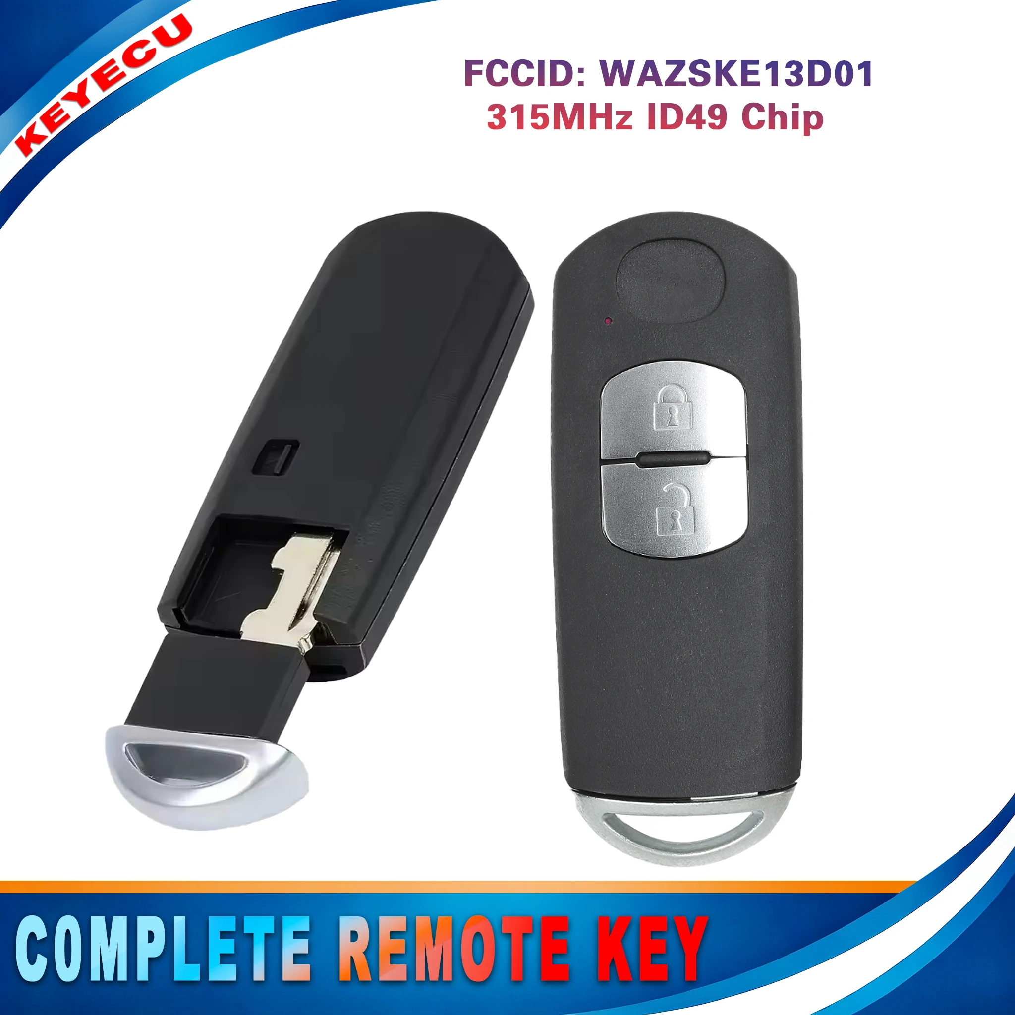 KEYECU for Mazda 3 6 Miata MX-5 CX-3 CX-5 CX-9 2015 2016 2017 2018 2019 Smart Remote Key Fob WAZSKE13D01 SKE13D01 315MHz ID49