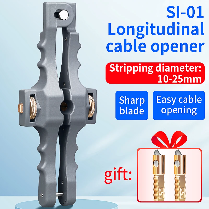 SI-01 Optical Fiber Cable Stripper Longitudinal Opening Knife Longitudinal Sheath Cable Slitter 10-25mm Cable Cutter