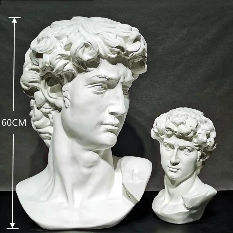 Large David Statue Ornament Gypsum Portrait Sculpture Tabletop Soft Decoration Model Room Clothing Store Resin Crafts