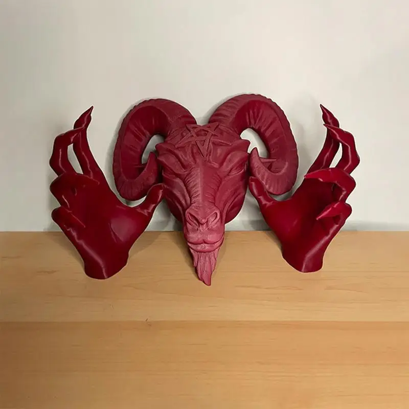 

Figurine for Baphomet Statue Resin Baphomet Head and Hands Sculpture for Wall Gothic Satanic Goat Ornament for Living Room