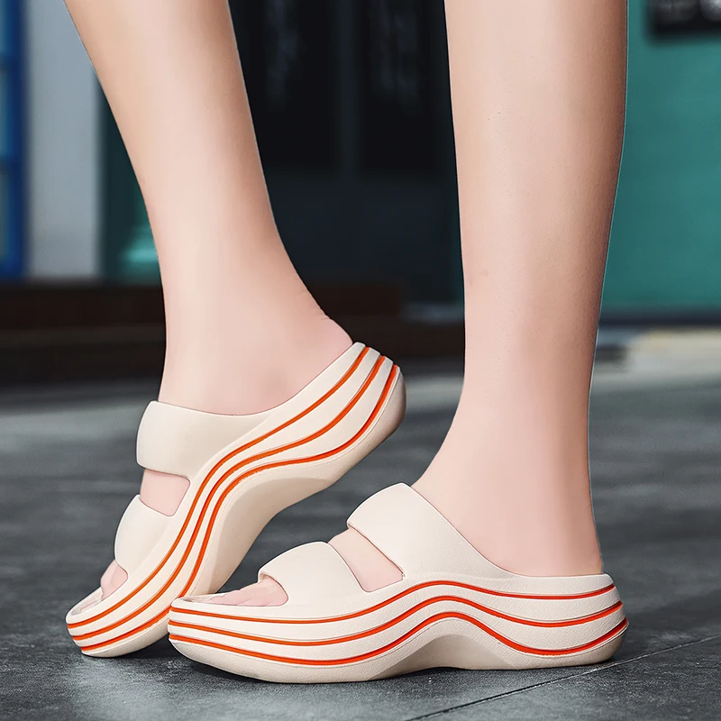 2024 Woman Flip Flops Women New Soft EVA Thick Sole Slides Summer Sandals Couples Slippers Home Non Slip Bathroom Shoe