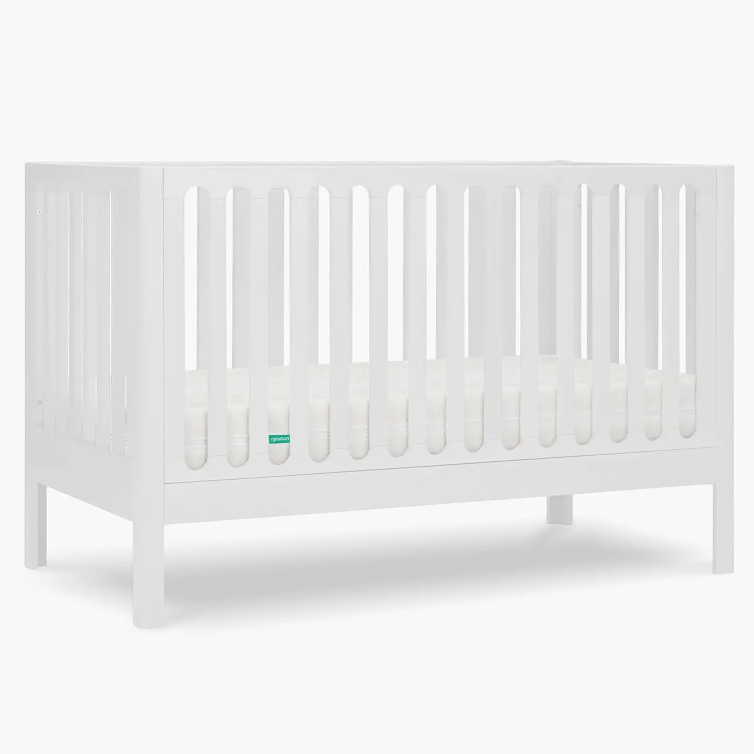 Standard Crib, Solid Beech Wood in White Color, 3-in-1 Convertible Crib with Toddler Bed Conversion Kit