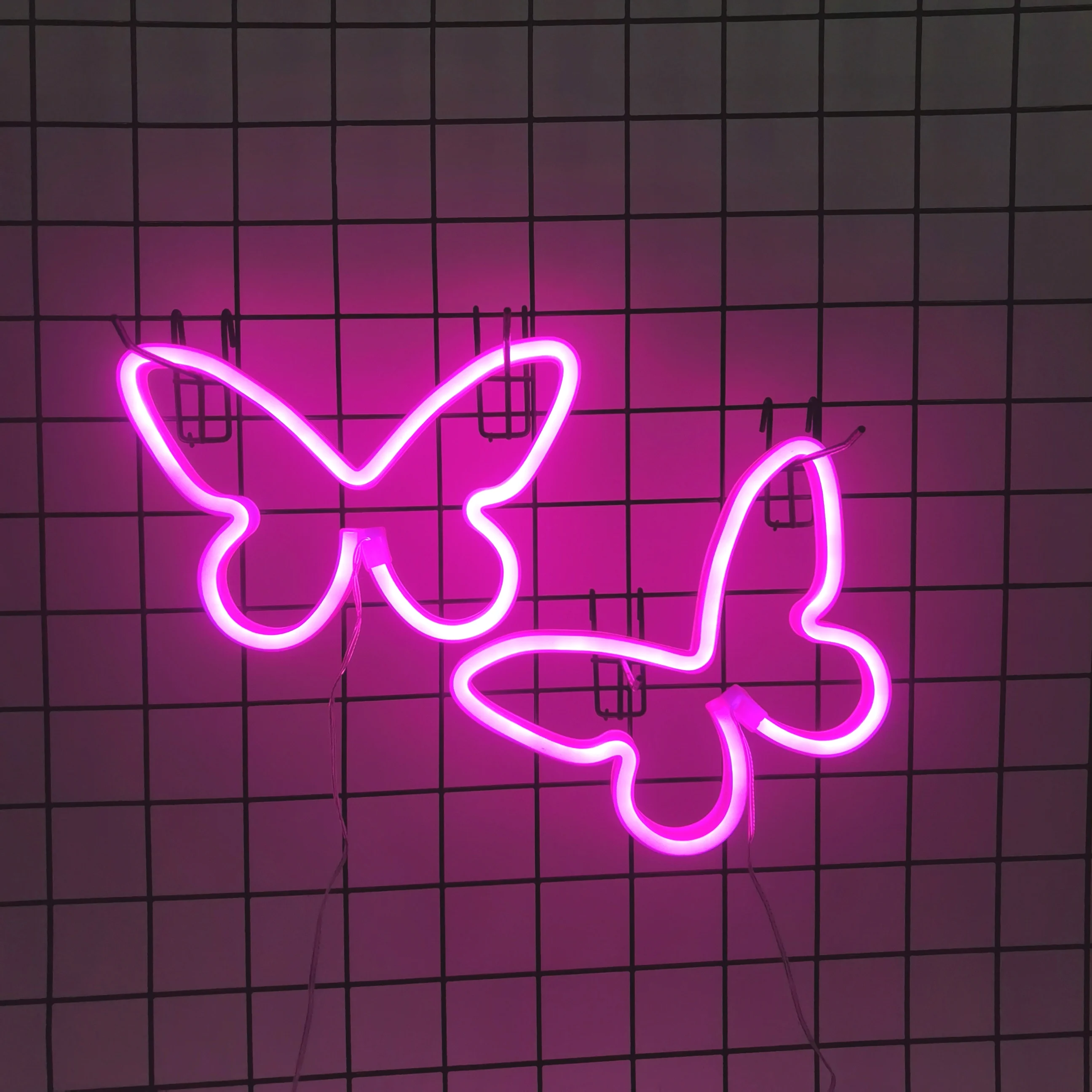 2pcs, butterfly neon light logo, USB/battery powered, bedroom wall decoration, birthday gift, wedding supplies, business gift