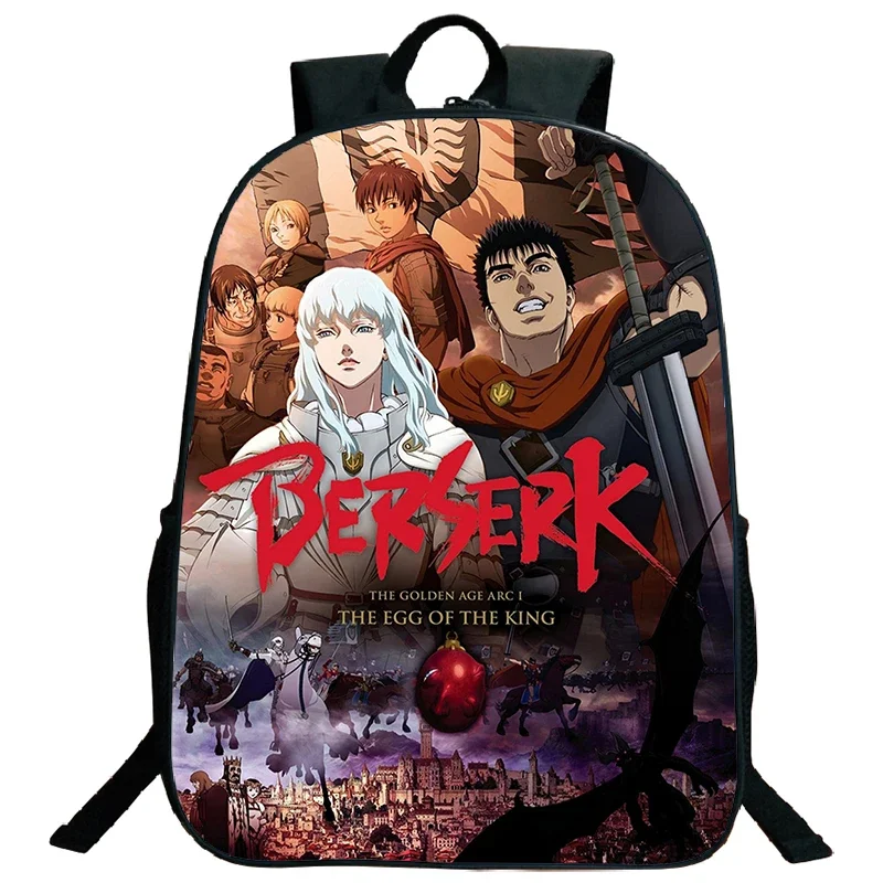 Anime Berserk Print Backpack Boys Girls Bookbag Primary Students School Bag Waterproof Zipper Rucksack Back To School Gifts