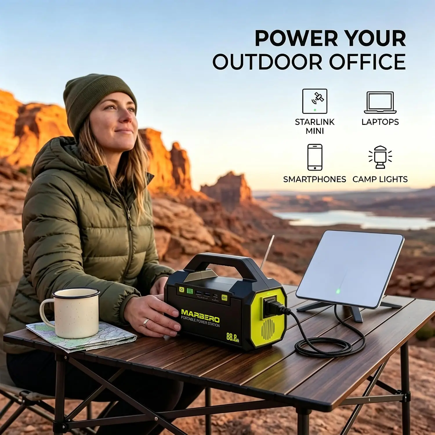 Portable Power Station with AC Outlet 100W Solar Generator 88.8Wh | Solar Power Bank with AC Outlet 150W Surge Outdoor Battery view 5