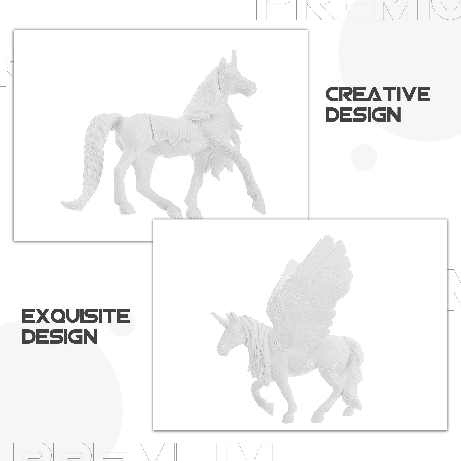 2Pcs Paint Your Own Unicorn DIY Craft Kit Smooth Surface Unfinished Mini Figures for Children Creativity Development Craft Room