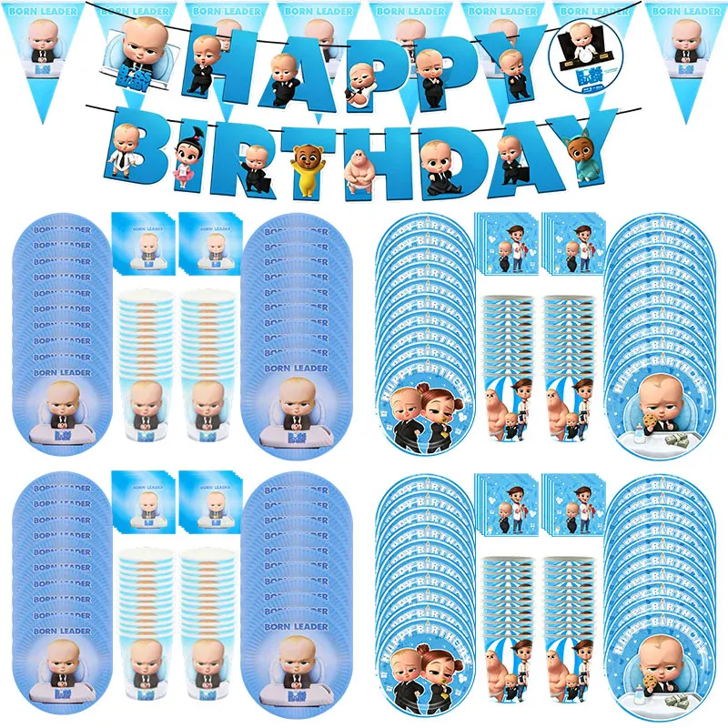 Birthday Party Decoration Bossed Baby Birthday Party Decoration  Party Supply Tableware Set Plate Cup Napkin Tablecloth Balloon - view 4