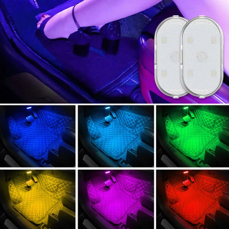 1/2PCs car lighting multi-function reading lamp led atmosphere lamp car touch sensing USB charging car roof emergency lamp