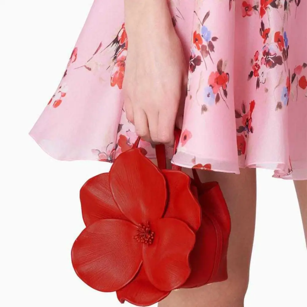 Solid Mini Handbag Designer Spliced Floral High Quality Tote Bag Temperament Minimalist Flower Bag Women