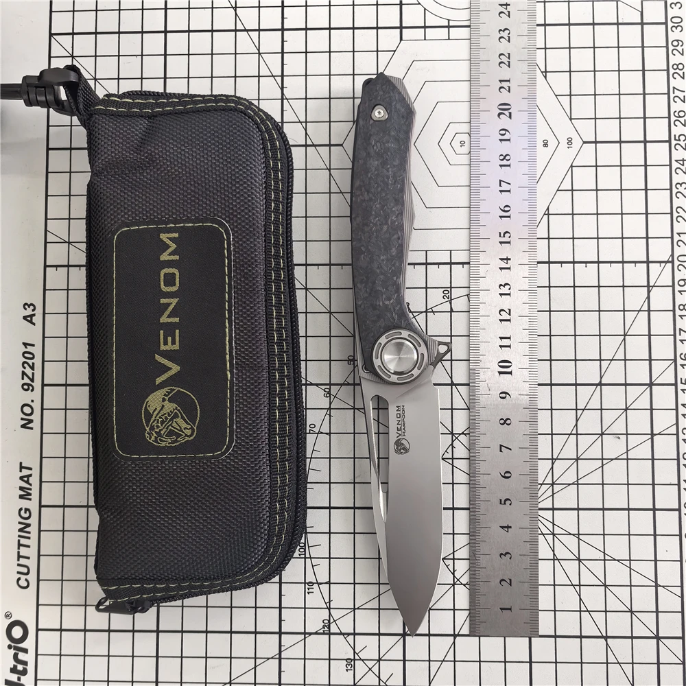 VENOM Folding Knife M390 Blade Carbon Fiber Titanium Alloy Handle Outdoor Camping Survival Hunting Knife EDC Defense Tool