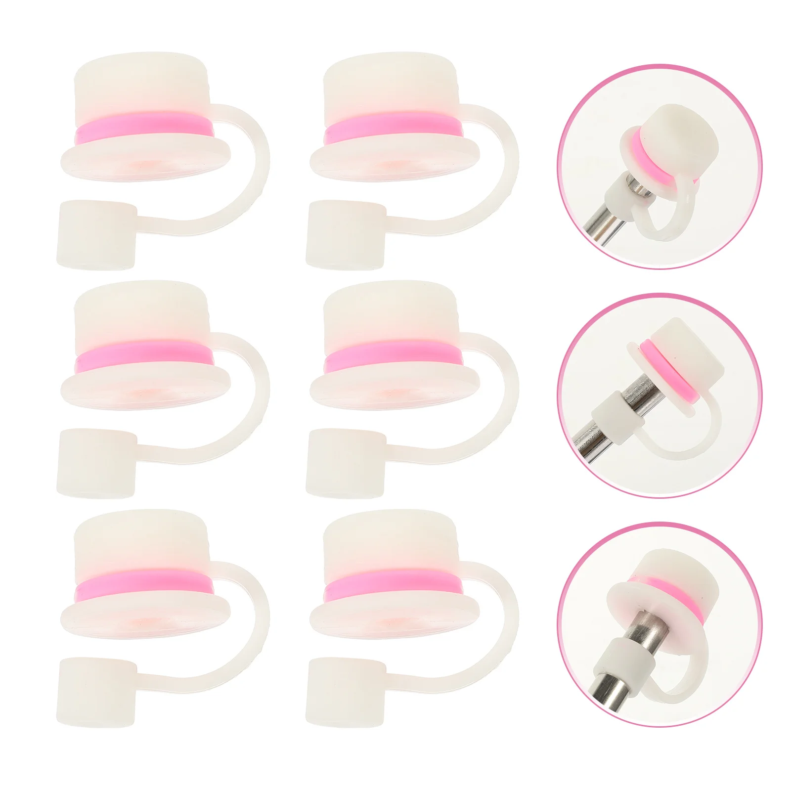 

6Pcs Straw Tips Protectors Reusable Cute Hat Shape Straw Covers Dustproof Silicone Caps Tips Protector Silicone Suction Cups