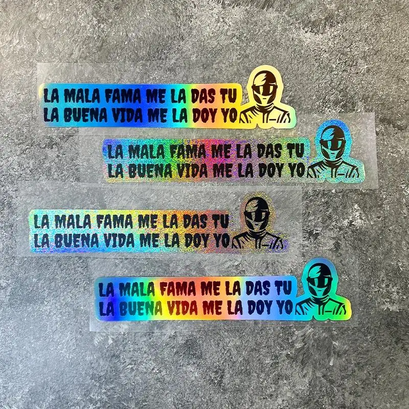 Rider Spanish Quote Sticker Holographic Laser Vinyl Decal Waterproof Motorcycle Helmet Car Window Body Decor