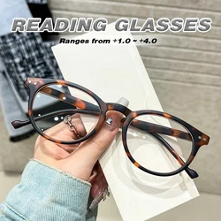 WEIPO Turtle patterned round frame rivet decorative reading glasses+1.0~+4.0 full degree lightweight resin frame