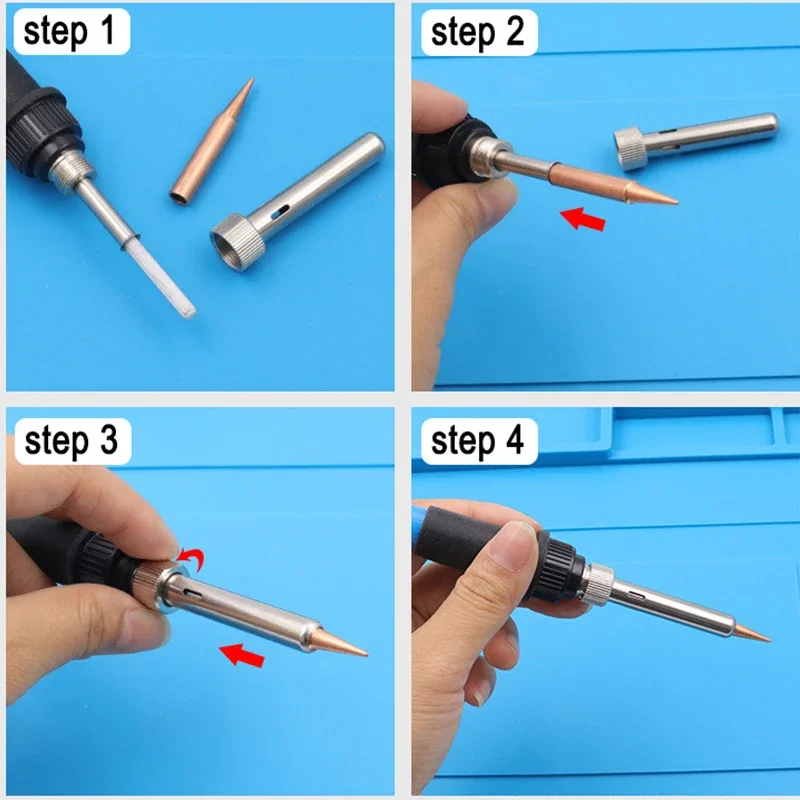 1 Set punte per saldatore rame puro 900M testa di saldatura senza piombo strumento elettronico manuale per stazioni di saldatura 936 937 969 8586