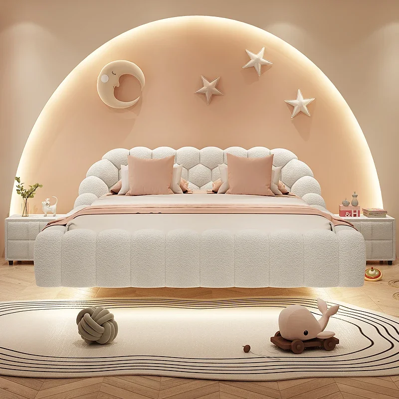 

Luxury Nordic Bed Modern Children Bedroom European Simple Bed Camping Platform Floating Beauty Wooden Beliche Salon Furniture