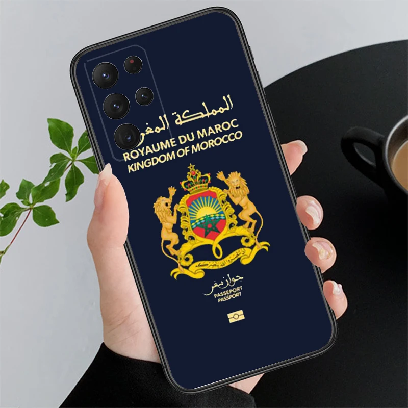 

Morocco Flag Passport Phone Case For Samsung S25 S24 S23 S22 S21 S20 Ultra S20 S22 S21 S23 S20 FE S24 Plus