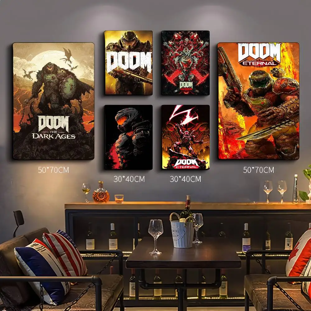 GAME Doom Good Quality Prints And Posters Waterproof Paper Sticker Coffee House Bar Posters Wall Stickers