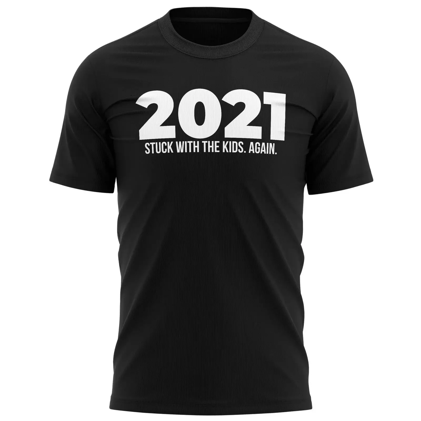 Herren T Shirt 2021 Stuck With The Kids Again lustig Lockdown Geschenke Ihn Stay Home vintage Washed Versatile streetwear
