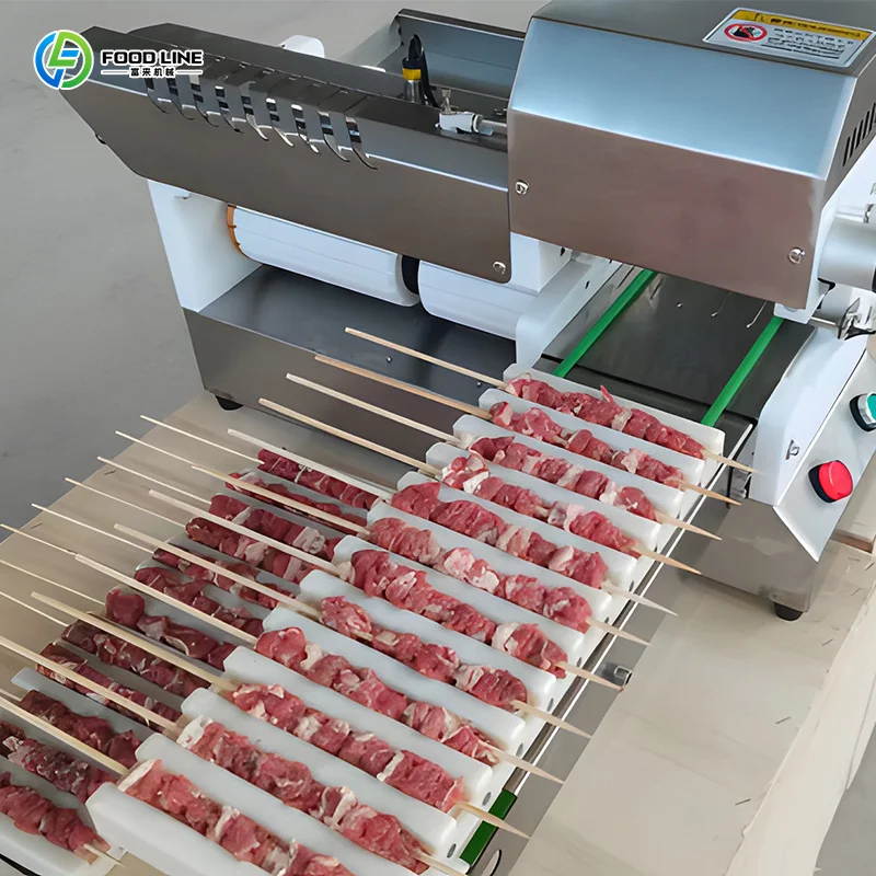 Commercial Electric Kebab Skewer Machine Lamb Beef Chicken Meat Stringing Equipment
