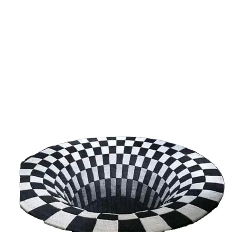 Vortex Illusion Rug 3D Three-dimensional Black&White Stereo Vision Mat Living Room Decor Doormat Tea Table Sofa Illusion Carpet