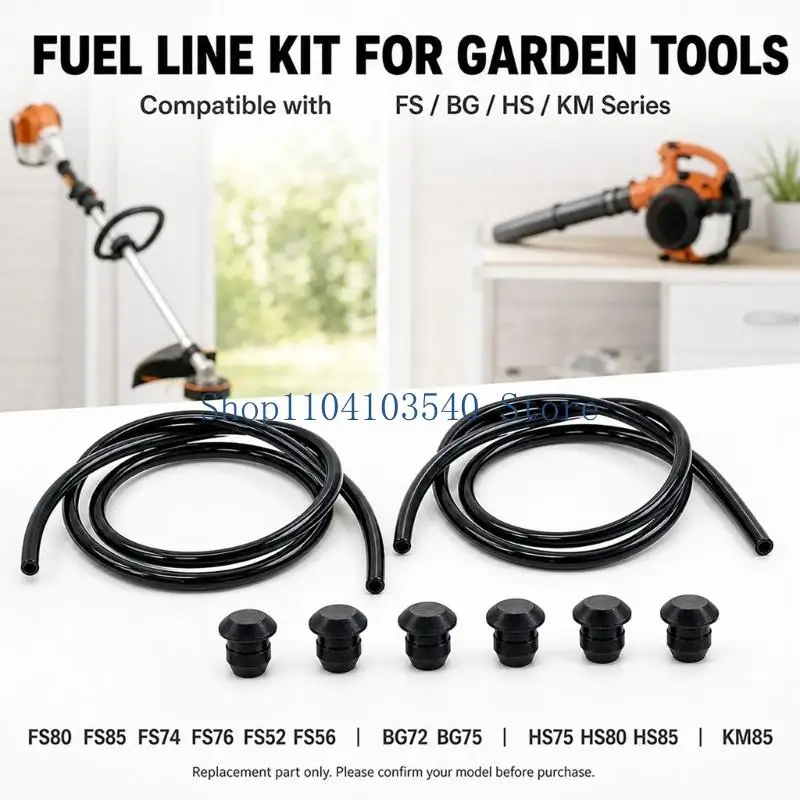 02DC 24 in Gas Line and Bushing Set for Small Engine Care, 2 Replacement Hoses 5 mm Outer Diameter with 5 Rubber Inserts 4.8 mm