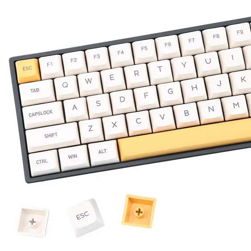 PBT XDA Profile Keycaps 140 Key Honey Milk Key Caps Korean English Key Caps for Cherry MX Switch Gaming Mechanical Keyboard