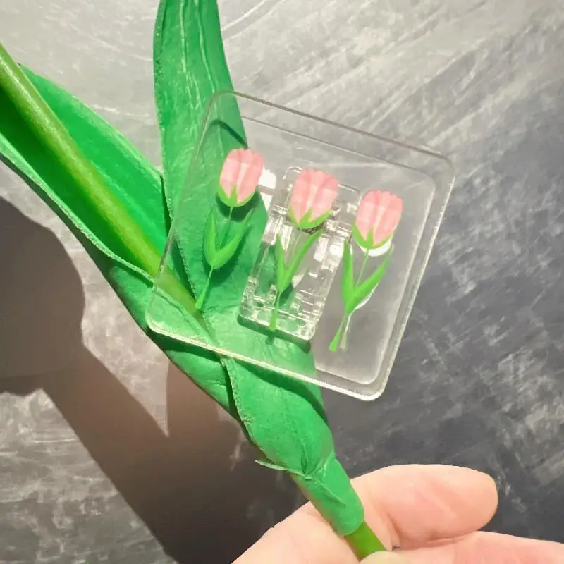 1pc Tulip Transparent Note Clip Beautiful Cute Single-Sided Pp Clip