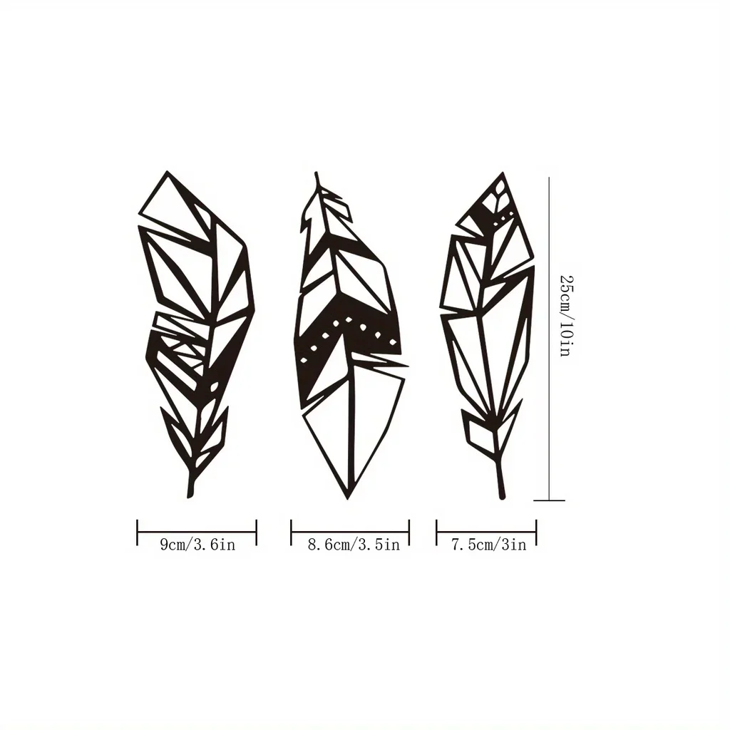 현대 깃털 금속 벽걸이 예술, 멋진 집 장식, 침실 거실 집들이 선물, 다리미 아트, 3 개
