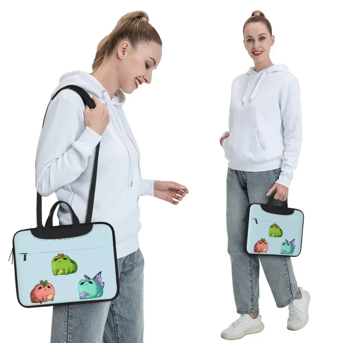 Small Fantasy Frogs Crossbody Laptop Bag Case Computer Bag 13 14 15.6 Inch Notebook Pouch for Macbook Pro Lenovo