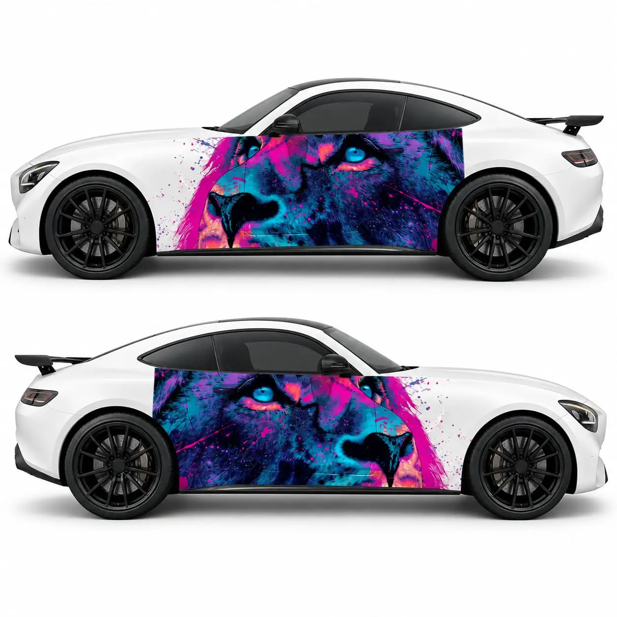 Neon Lion Car Wrap Vinyl Decal, Side Door Graphic Sticker