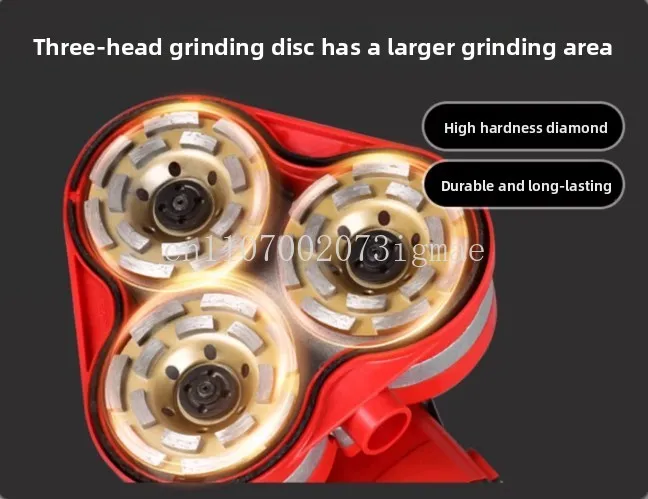 5800W handheld three-head dust-free grinder cement floor grinding small grinder